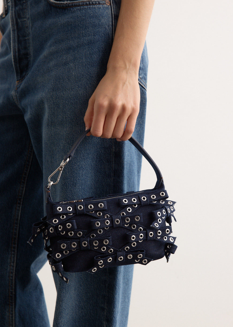 Denim Butterfly Small Pouch Bow Eyelets