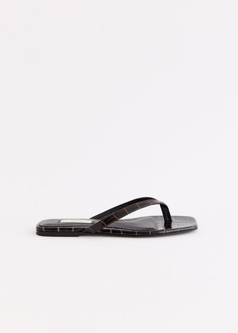 Croco-Embossed Flip Flops