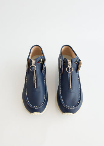 Leather Zip Deck Sneakers