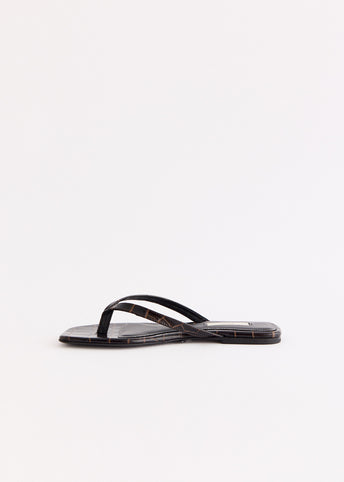 Croco-Embossed Flip Flops