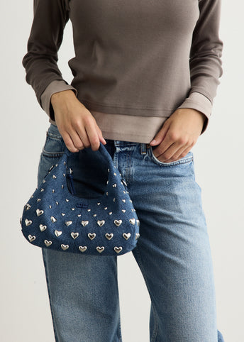 Hobo Mini Heart Stud Denim Bag
