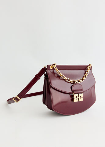 Ganni■Apo G Small Box Chain Bag - Wine - Red Small Box Chain Apo-G Bag
