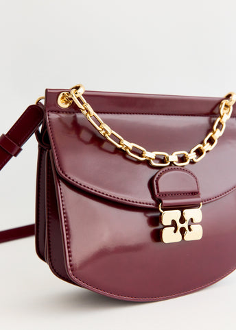 Ganni■Apo G Small Box Chain Bag - Wine - Red Small Box Chain Apo-G Bag