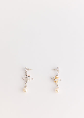 Woven Mini Bear Pin Lock Earring