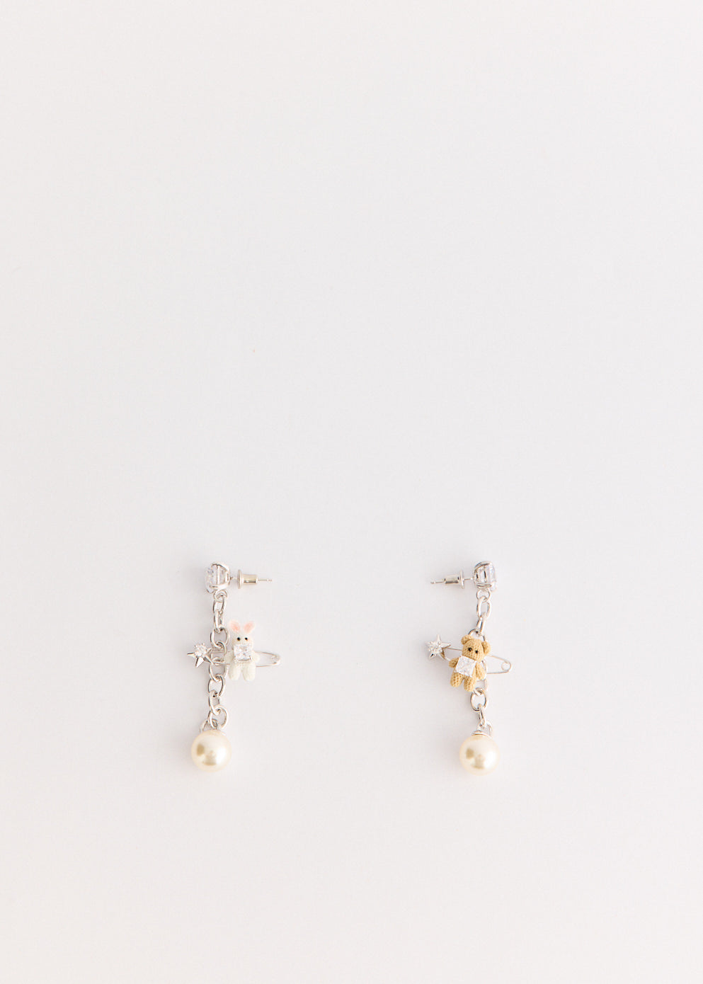 Woven Mini Bear Pin Lock Earring