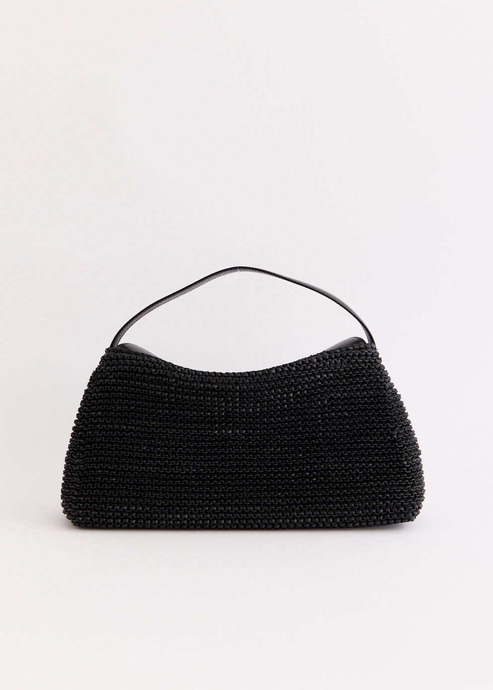 T-Lock Woven Leather Top Handle Bag