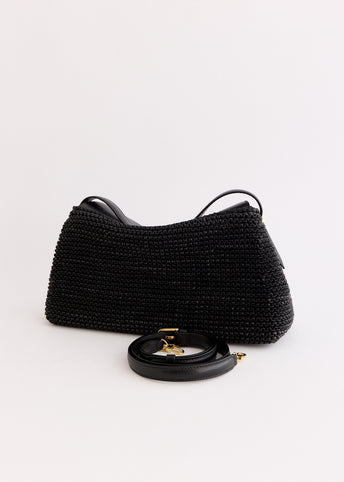 T-Lock Woven Leather Top Handle Bag