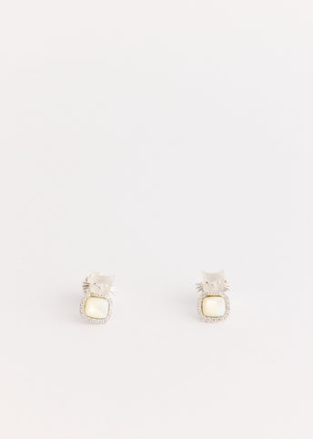 Mini Cat Mother Of Pearl Earrings