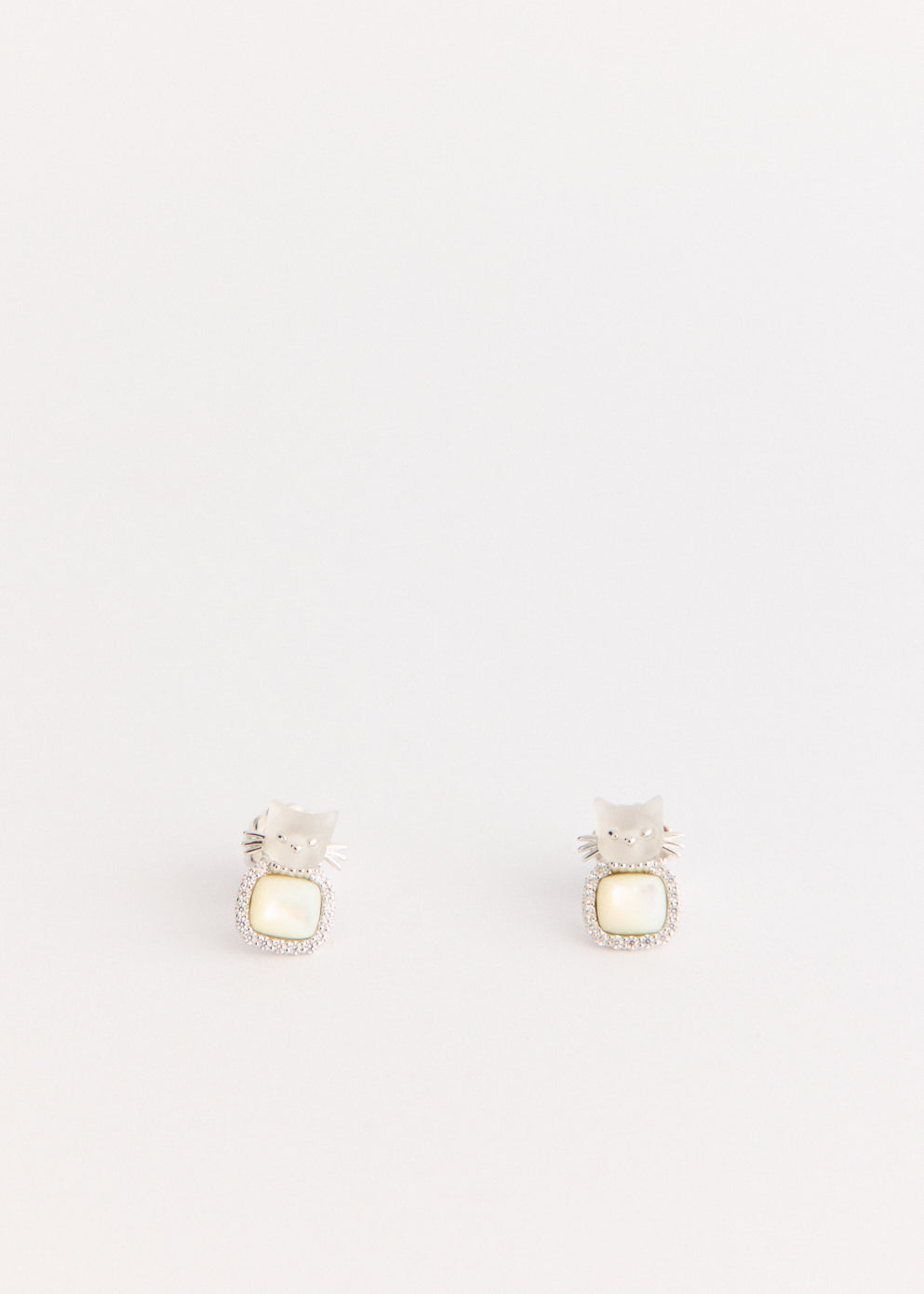 Mini Cat Mother Of Pearl Earrings
