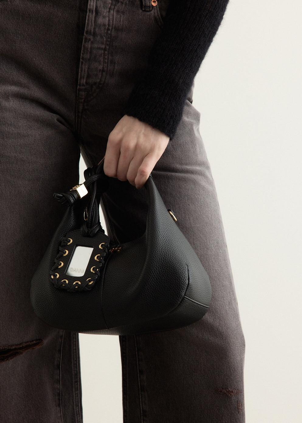 Grained Mini Hobo Bag