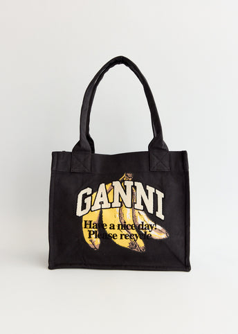 トートバッグ GANNI LARGE BANANA PRINT EASY LOGO SHOPPER BAG 0400022762813_BLACK?wid=600&
