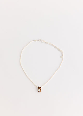 Woven Mini Bear Mother Of Pearl Necklace