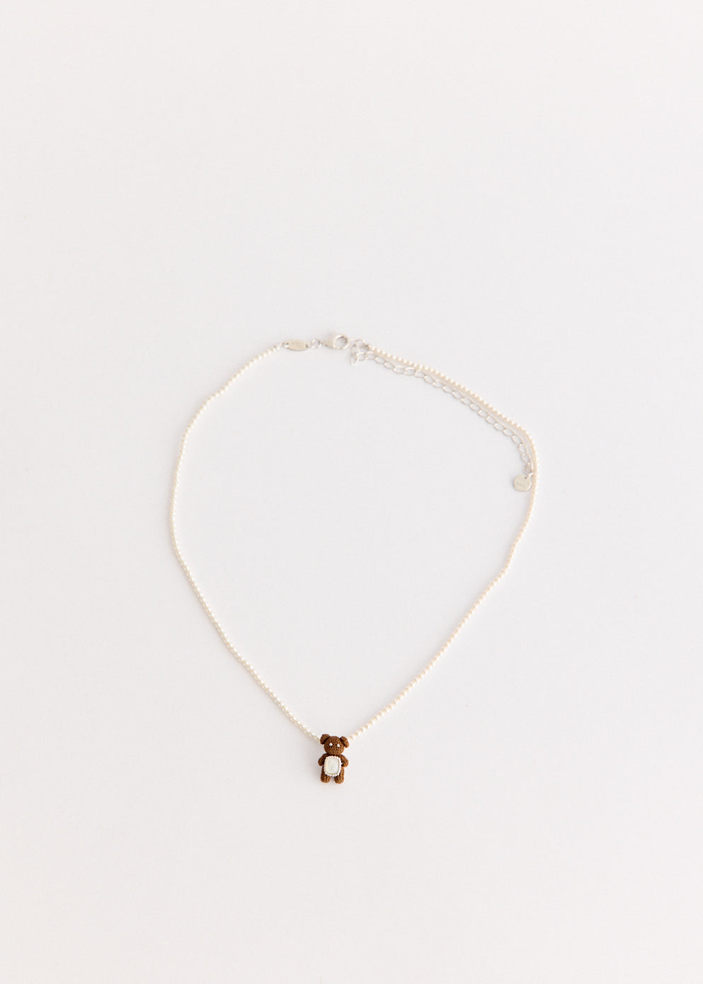 Woven Mini Bear Mother Of Pearl Necklace