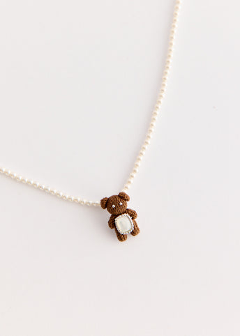 Woven Mini Bear Mother Of Pearl Necklace
