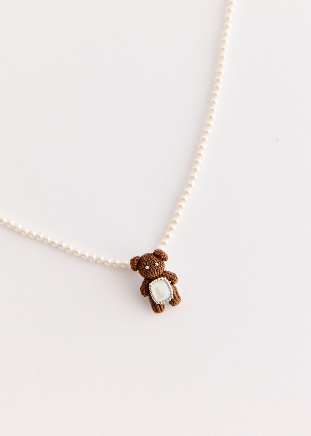 Woven Mini Bear Mother Of Pearl Necklace