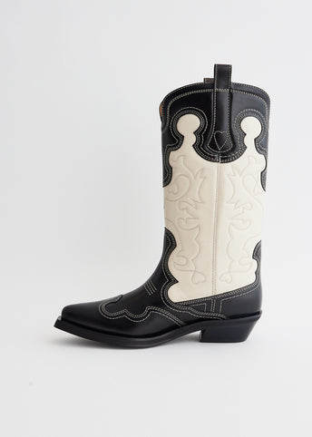 Mid Shaft Embroidered Western Boots