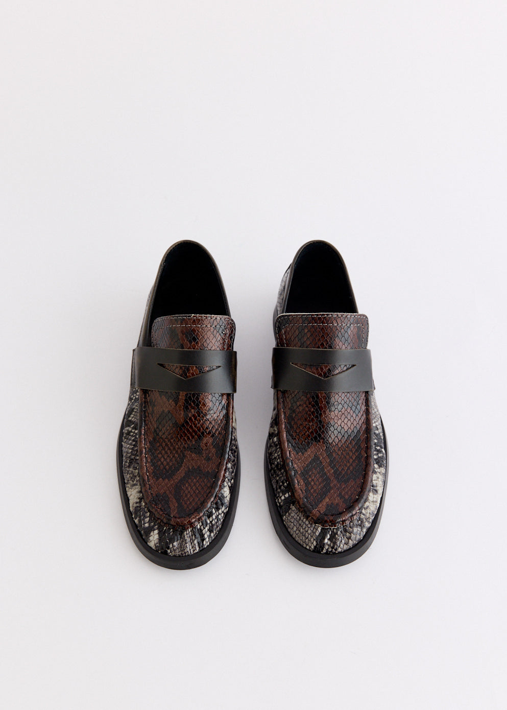 Zita Brown and Grey Moccasin Loafers