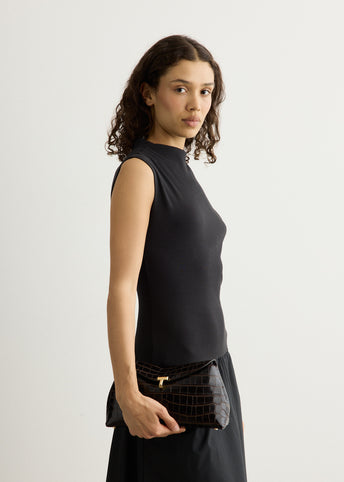 T-Lock Croco-Embossed Clutch