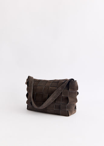 Suede Woven Envelope Mini Tote