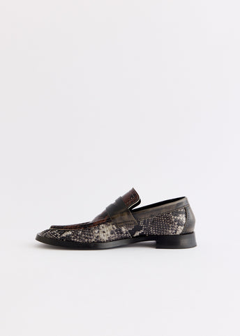 Zita Brown and Grey Moccasin Loafers