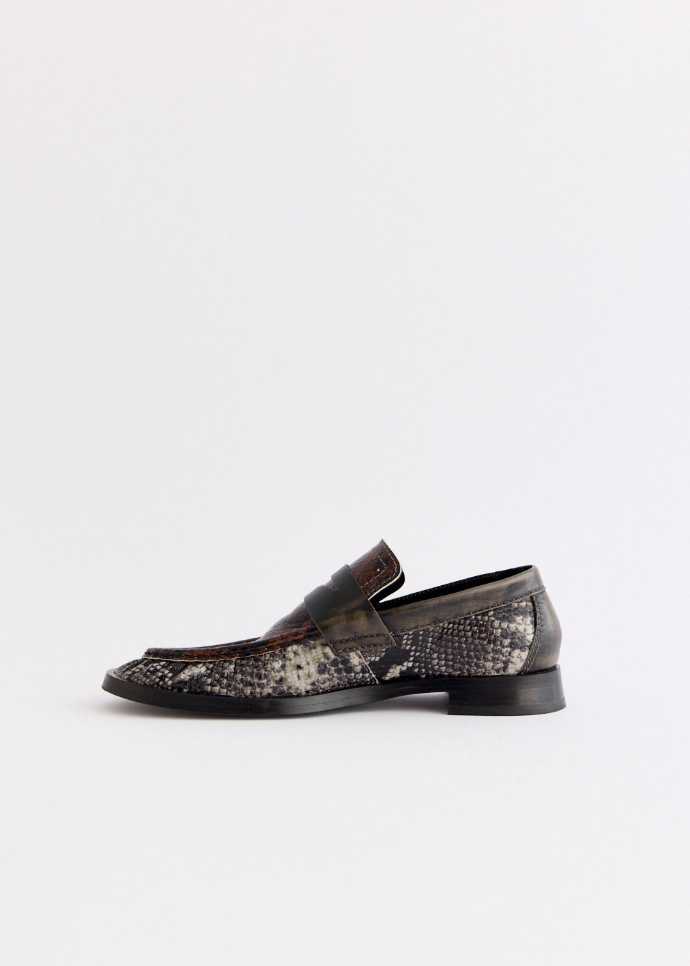 Zita Brown and Grey Moccasin Loafers