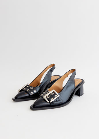 Feminine Buckle Slingback Pumps