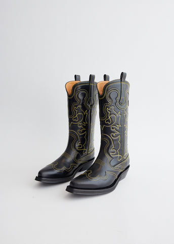 Mid Shaft Embroidered Western Boots