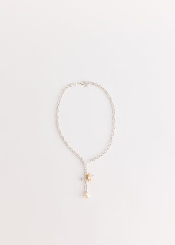 Woven Mini Bear Pin Lock Necklace