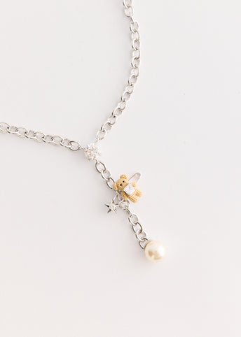 Woven Mini Bear Pin Lock Necklace