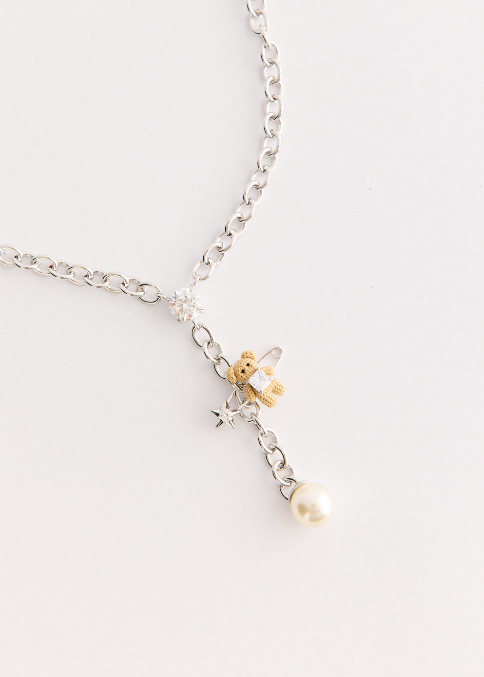 Woven Mini Bear Pin Lock Necklace