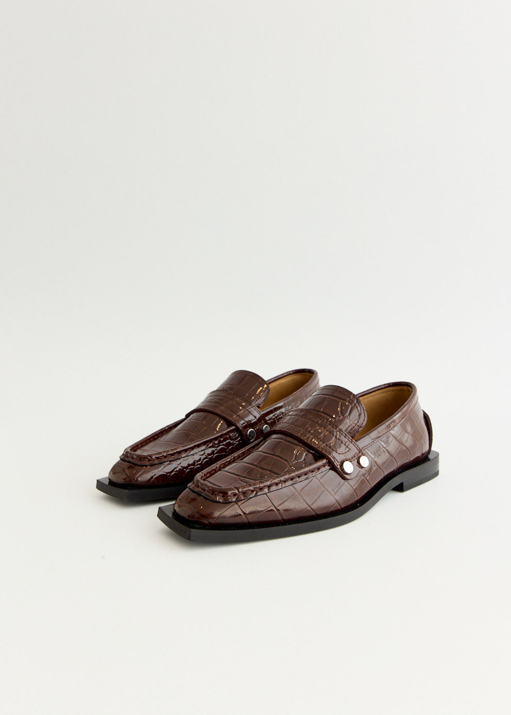 Studs Square Toe Loafers