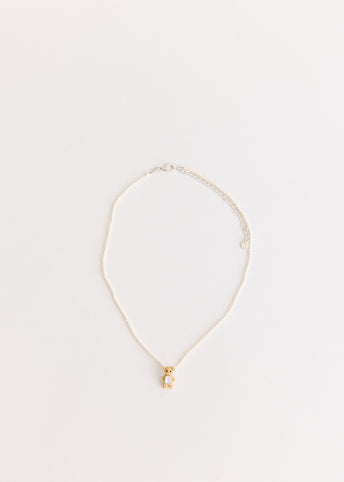 Woven Mini Bear Mother Of Pearl Necklace