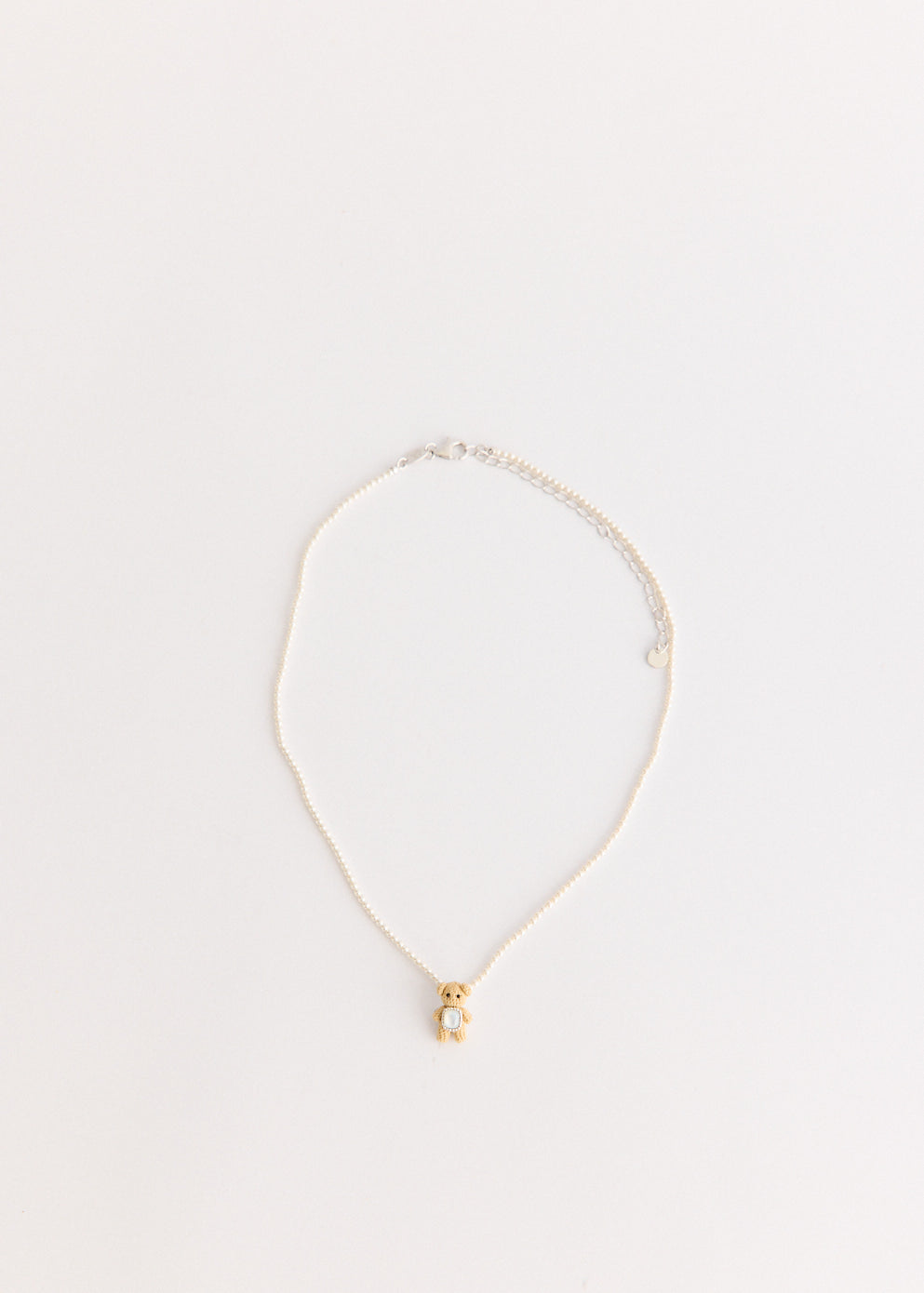 Woven Mini Bear Mother Of Pearl Necklace