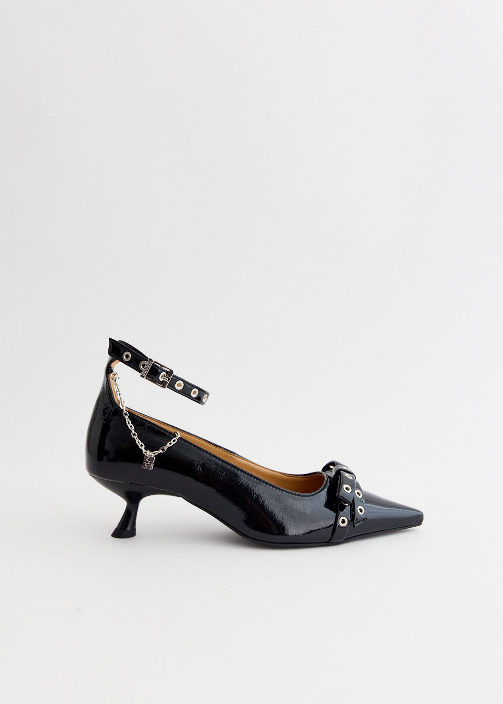 Eyelets Jewel Kitten Heel Pumps