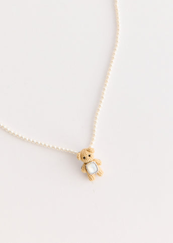 Woven Mini Bear Mother Of Pearl Necklace
