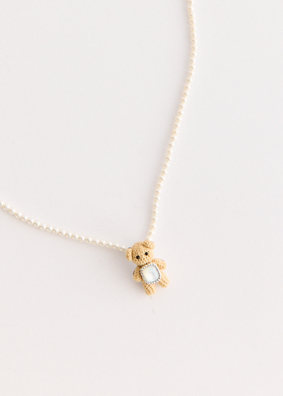 Woven Mini Bear Mother Of Pearl Necklace