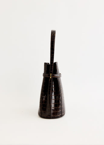 Belted Croco-Embossed Bucket Bag