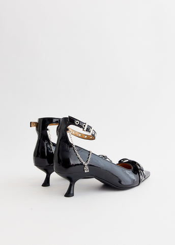 Eyelets Jewel Kitten Heel Pumps