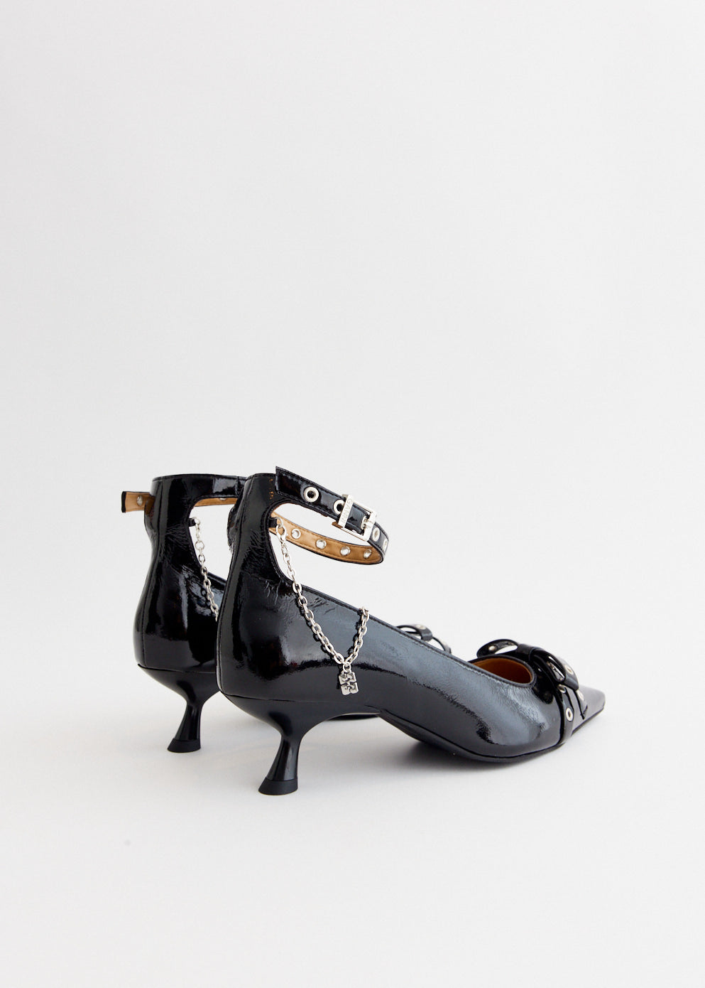 Eyelets Jewel Kitten Heel Pumps