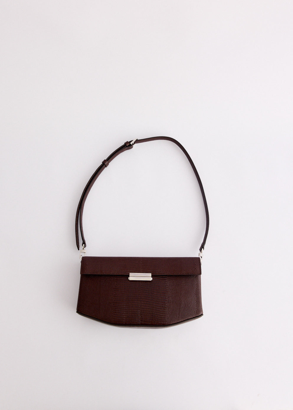 Clip Lizard Embossed Shoulder Bag