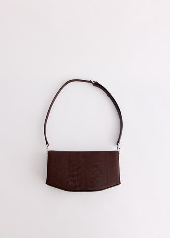 Clip Lizard Embossed Shoulder Bag