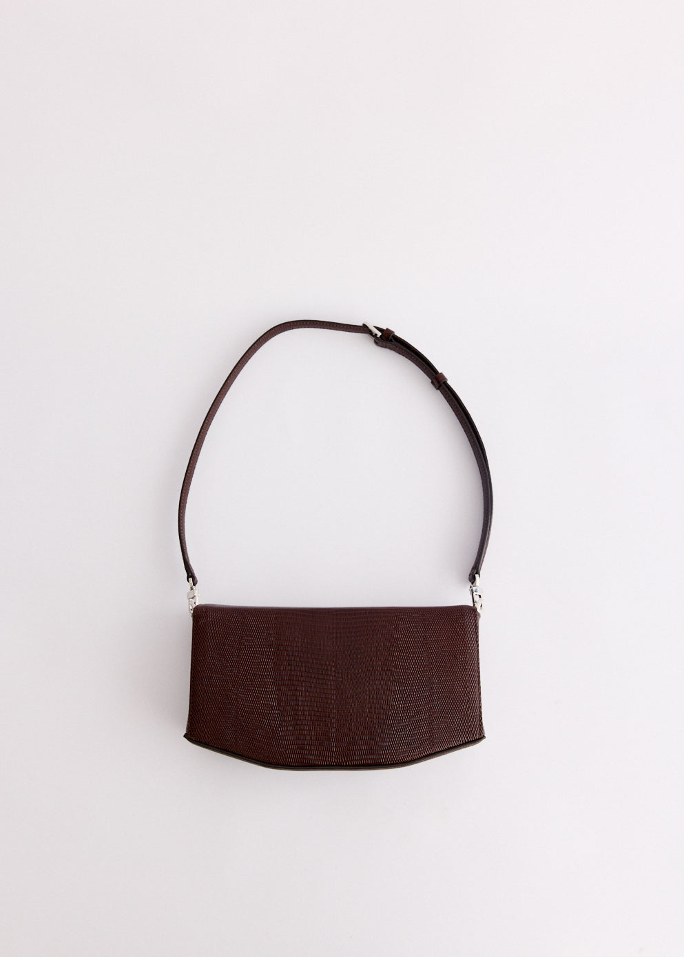 Clip Lizard Embossed Shoulder Bag