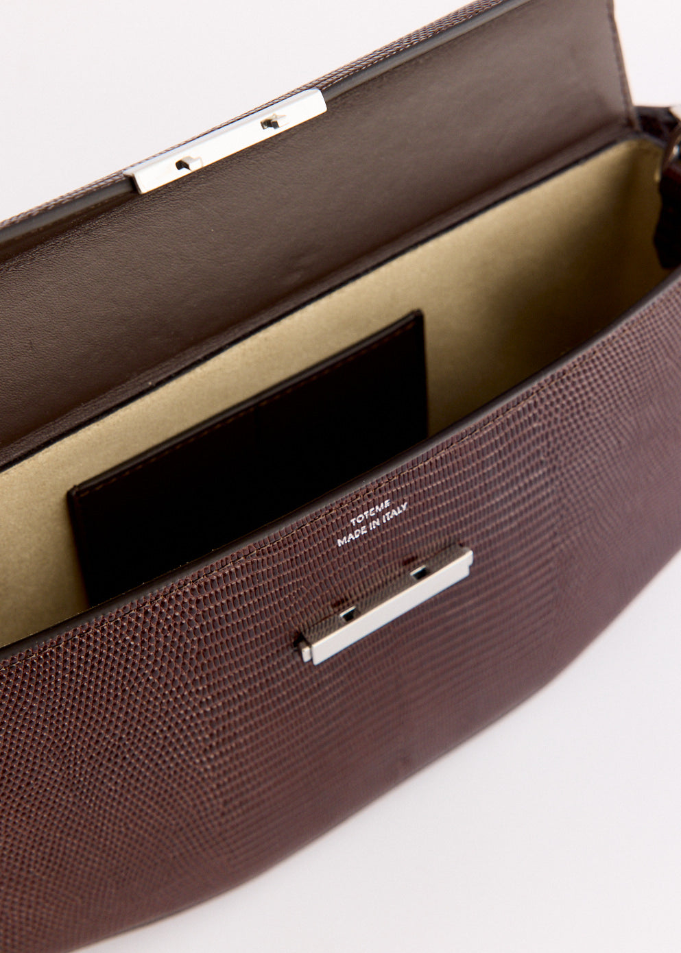 Clip Lizard Embossed Shoulder Bag