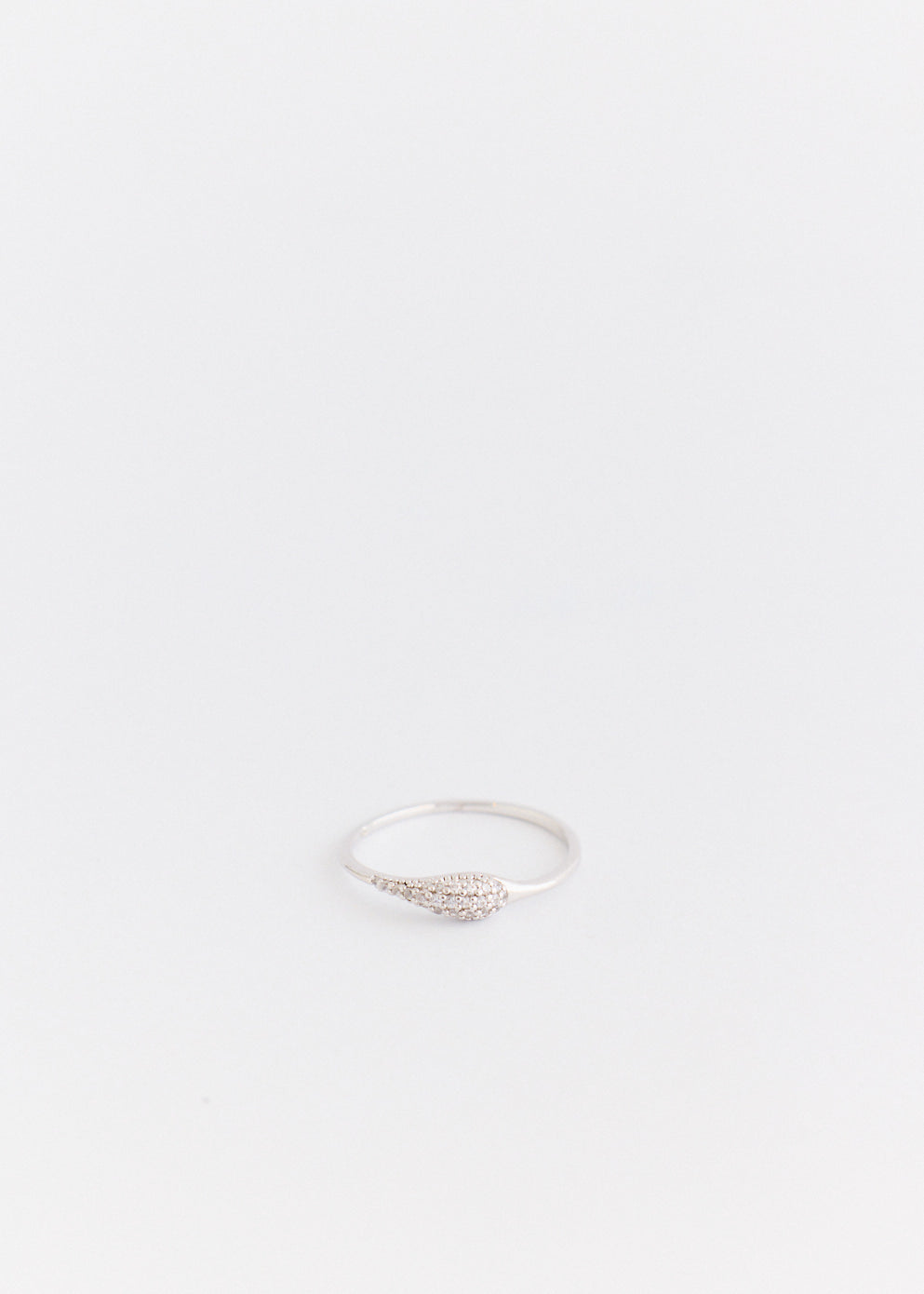 Silver Crystal Teardrop Ring