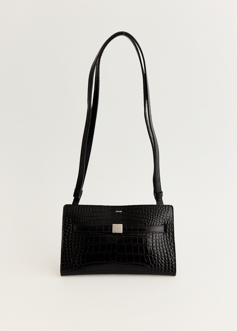 Belted Croc-Embossed Crossbody Bag
