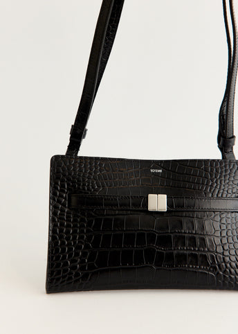 Belted Croc-Embossed Crossbody Bag