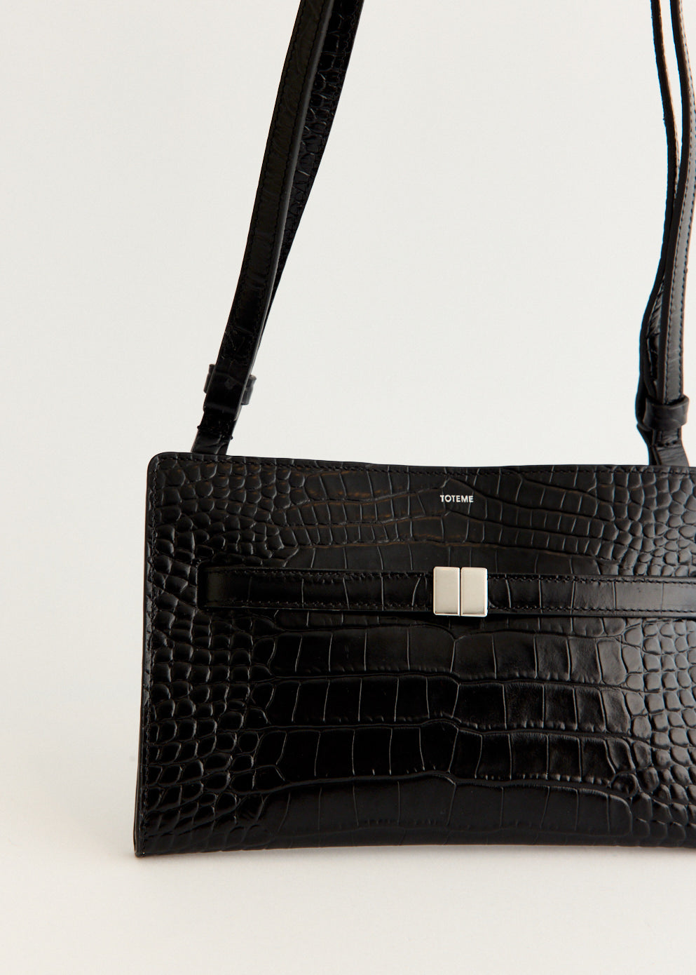 Belted Croc-Embossed Crossbody Bag