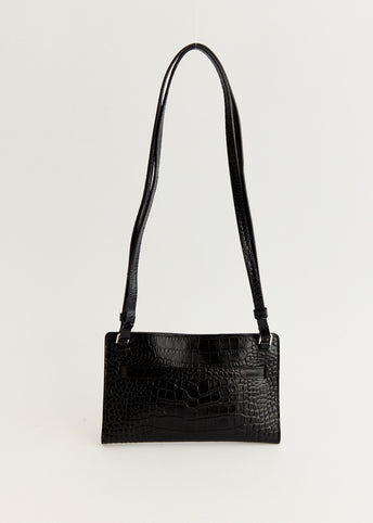 Belted Croc-Embossed Crossbody Bag