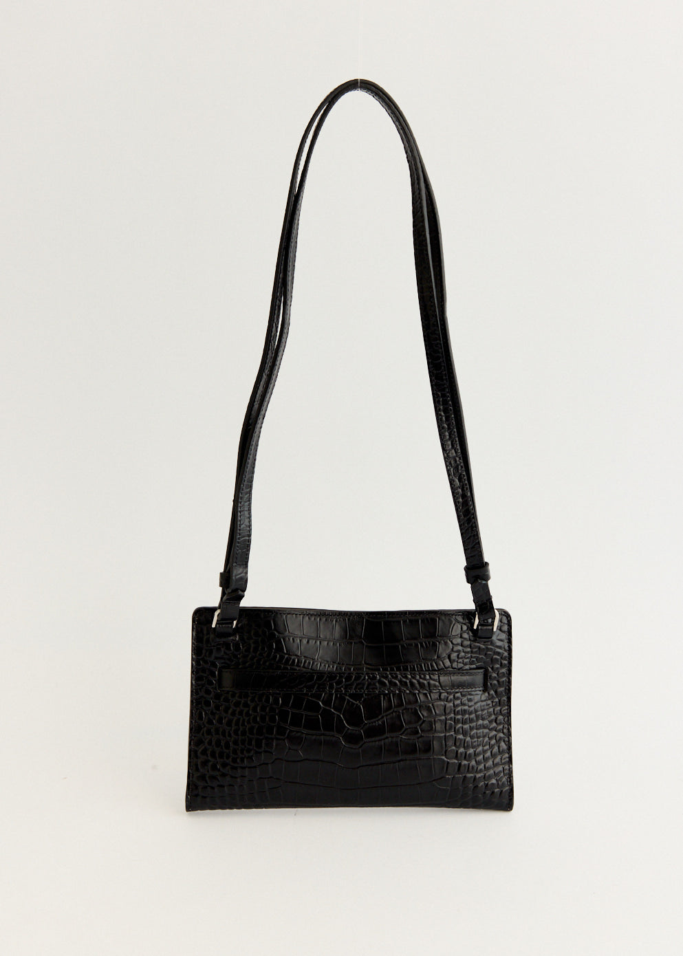 Belted Croc-Embossed Crossbody Bag