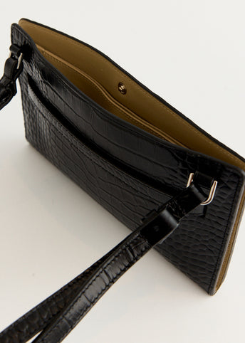 Belted Croc-Embossed Crossbody Bag